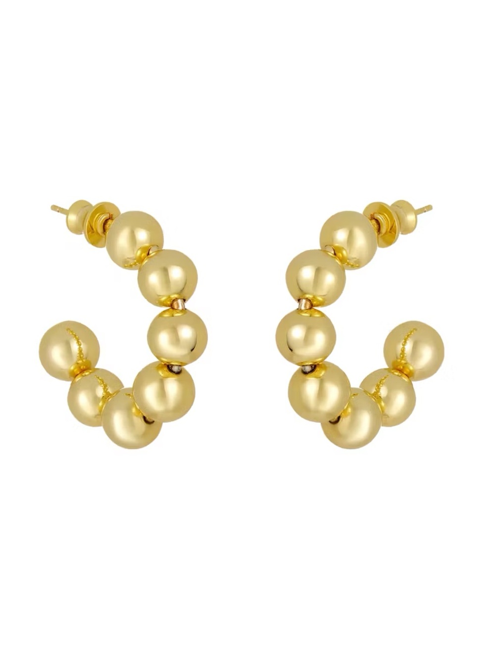 New Melinda Maria Life's A Ball 1" 18K Gold Plated Ball Hoops Earrings